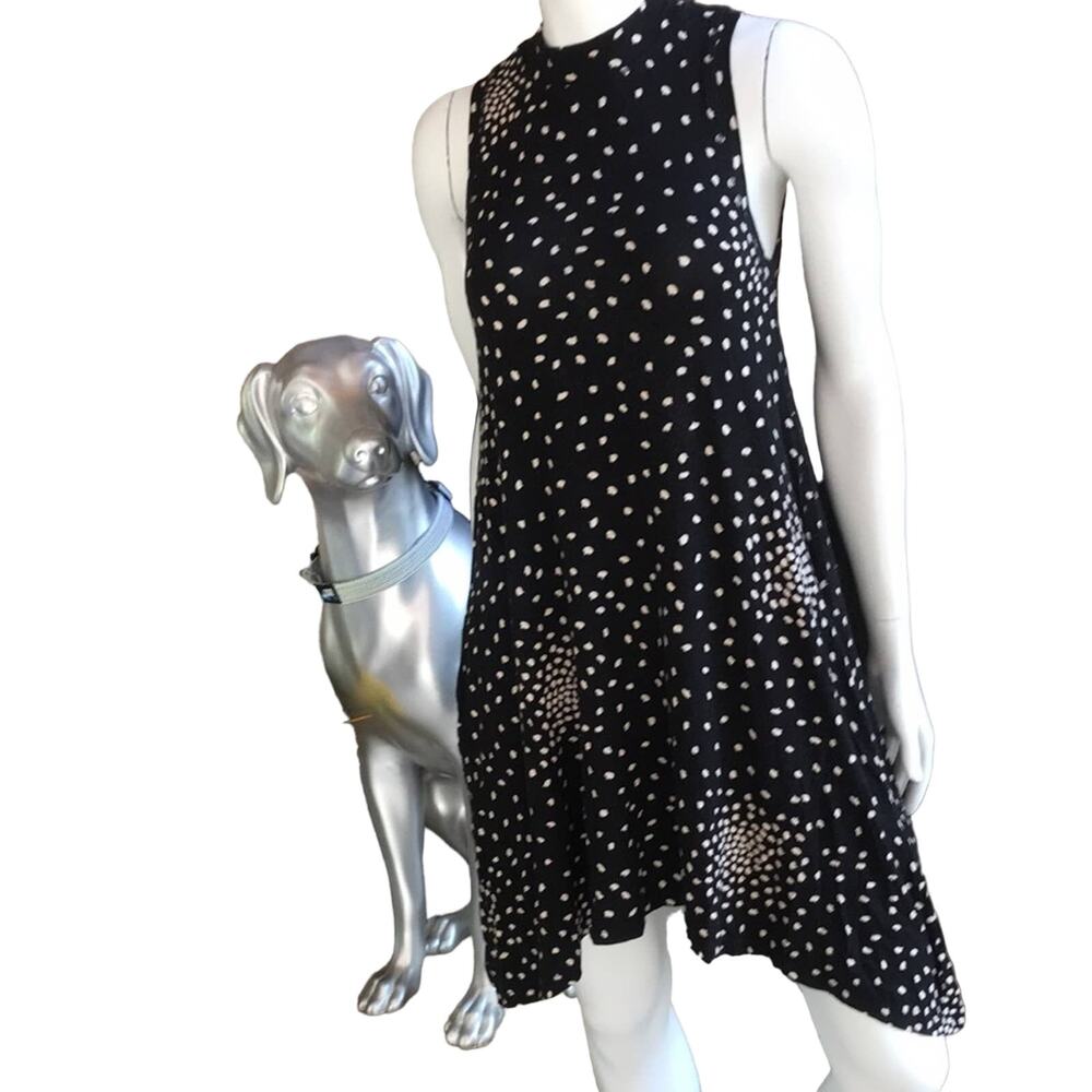 Anthropologie Maeve Black Lilt Swing High Neck Rayon Dress Women's Size Small